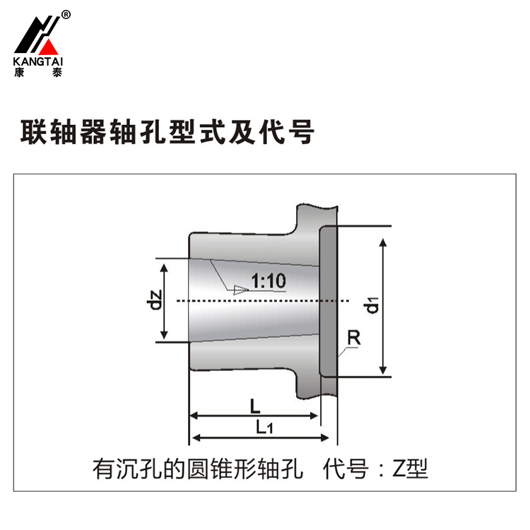 聯(lián)軸器有沉孔的圓錐形軸孔 代號Z型